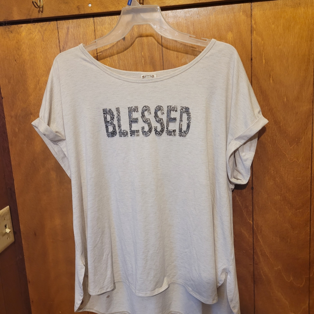 Blessed Graphic Women's Short Sleeve Top - Light Gray